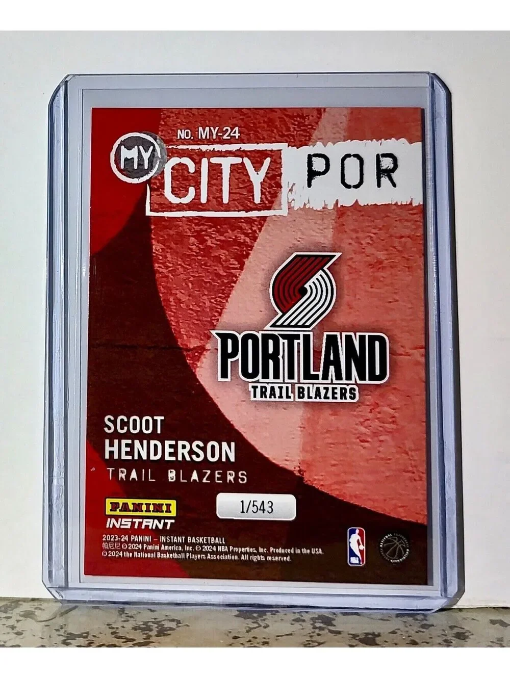 Scoot Henderson 2023-24 Panini NBA #24 MyCity Card Portland Trail Blazers 1/543